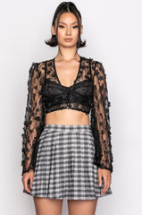 LILA FLORAL DETAIL CROPPED BLOUSE