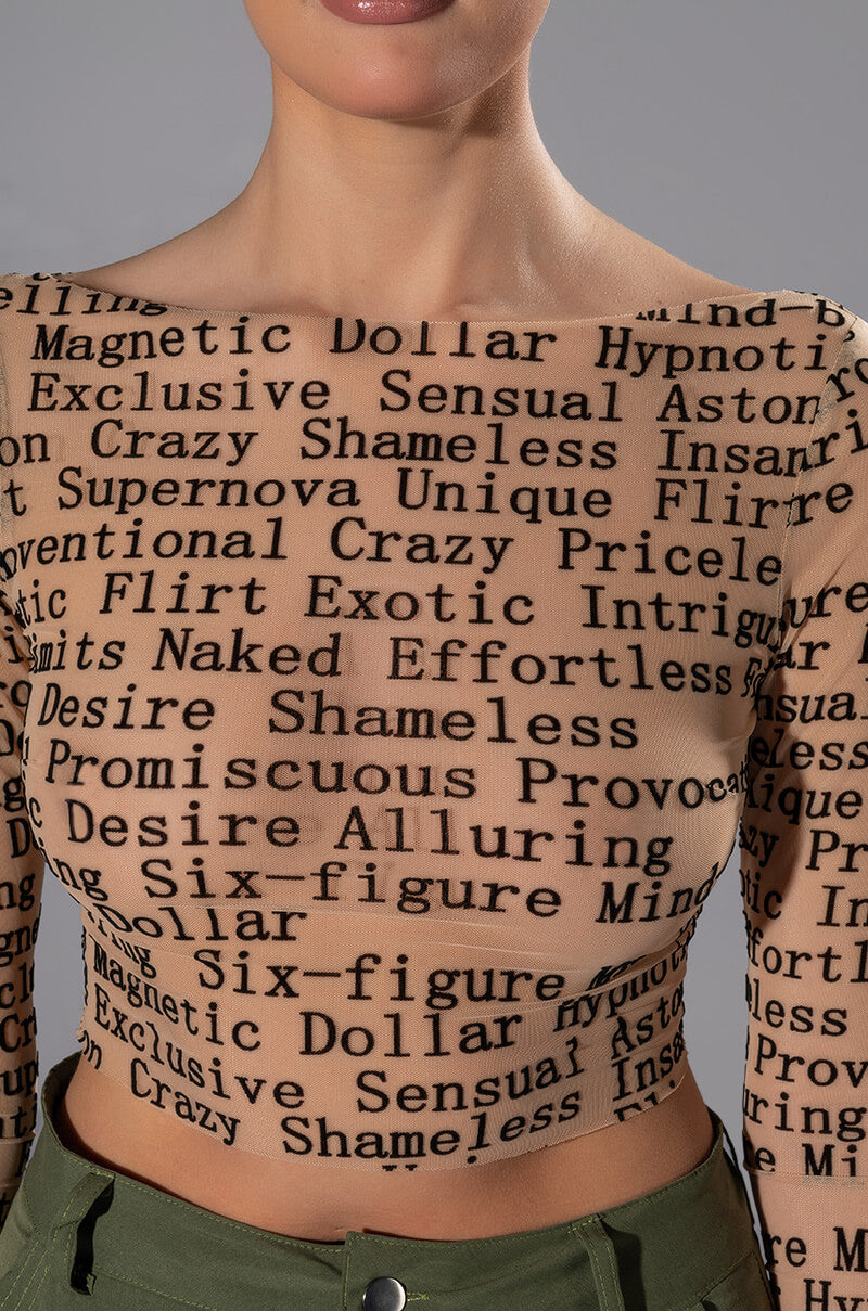 BOW DOWN MESH LONG SLEEVE TOP