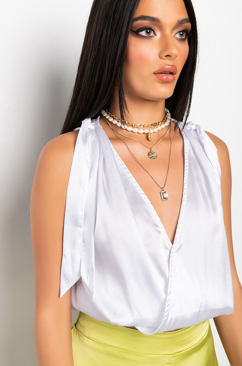 LELANI BOW DETAIL SLEEVELESS BLOUSE