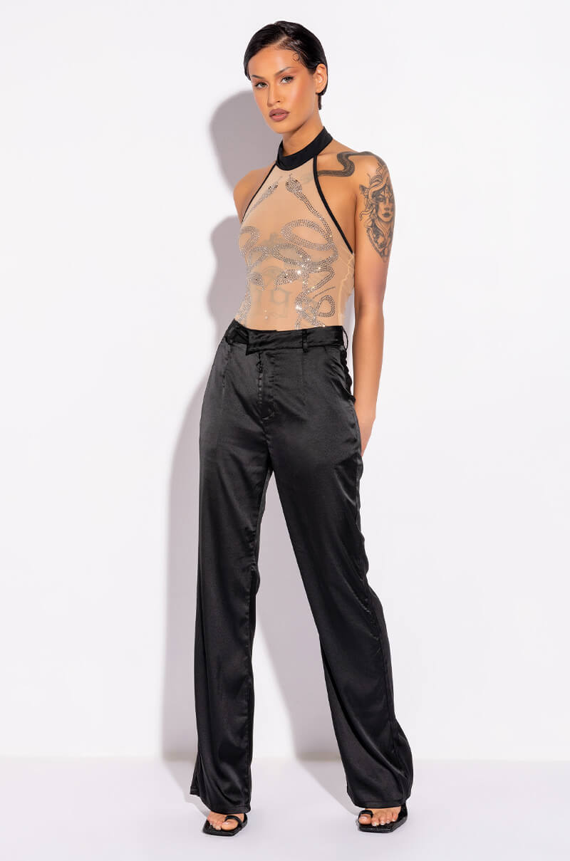 BOWIE ILLUSION EMBELLISHED MOCK NECK BODYSUIT