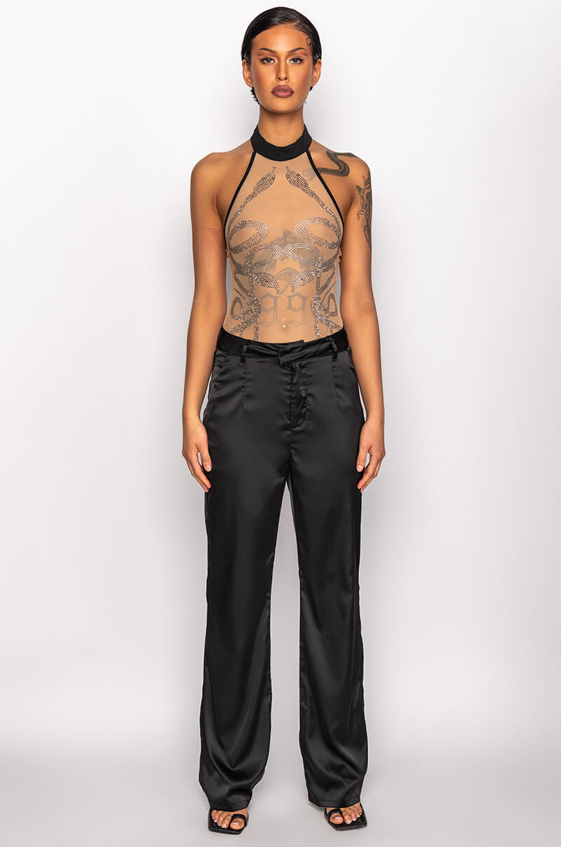 BOWIE ILLUSION EMBELLISHED MOCK NECK BODYSUIT