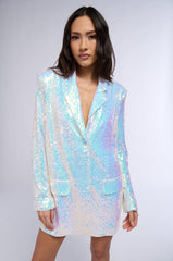 BOYFRIEND SEQUIN BLAZER IN PINK