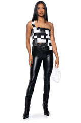 BREAK MY SOUL ASYMMETRICAL ONE SHOULDER PU TOP