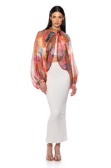 BREEZY NIGHTS PATTERNED BLOUSE
