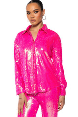 BRIGHT BRIGHT PINK SEQUIN SHIRT