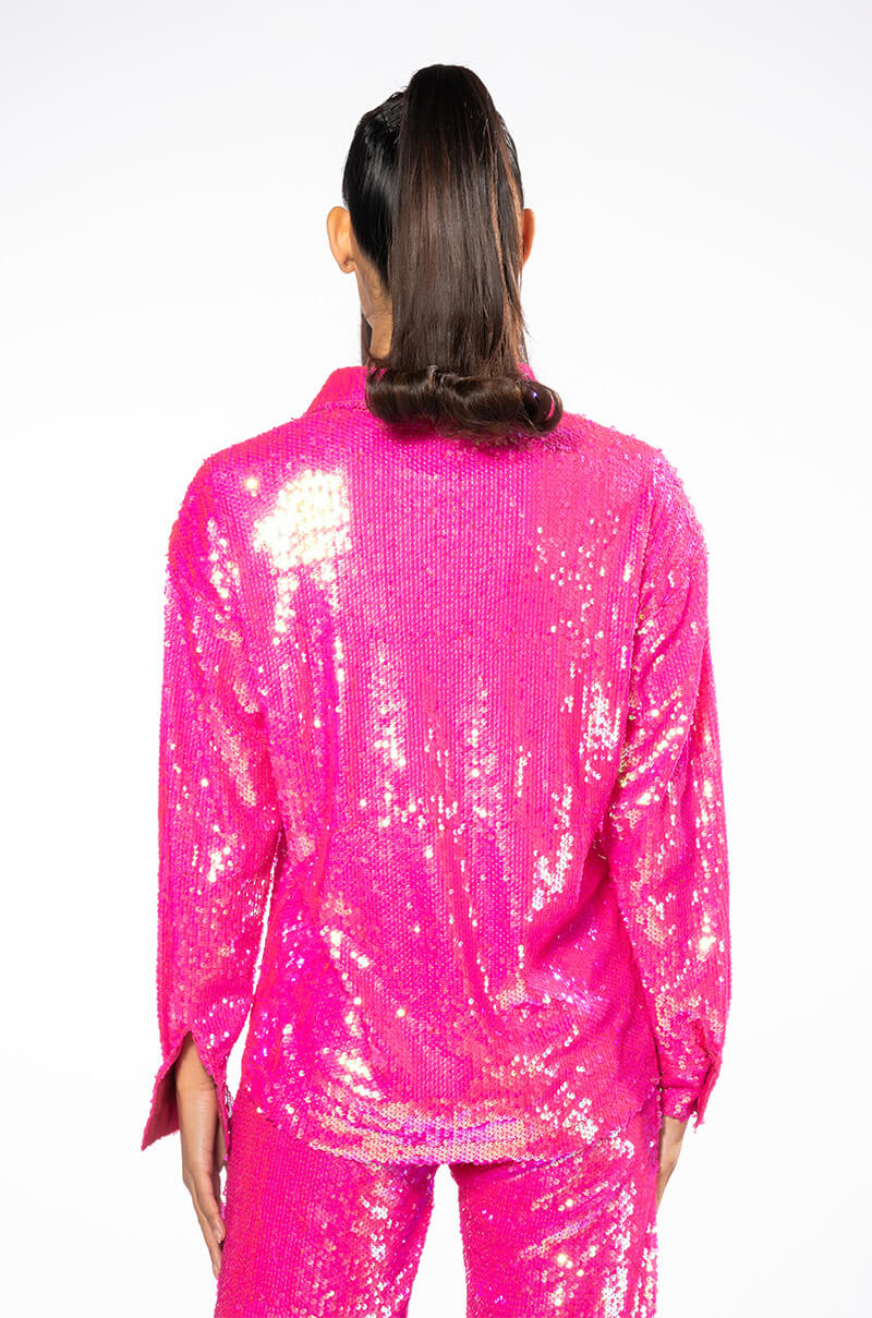 BRIGHT BRIGHT PINK SEQUIN SHIRT