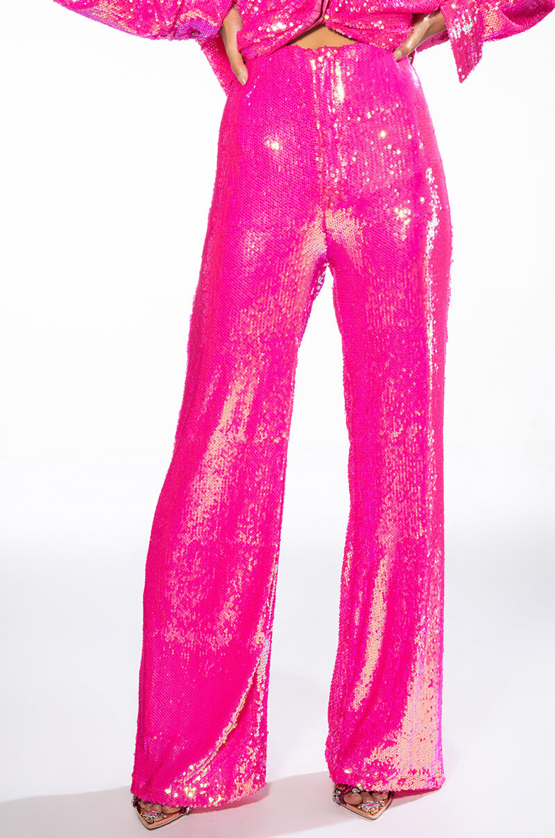 BRIGHT BRIGHT PINK SEQUIN TROUSER
