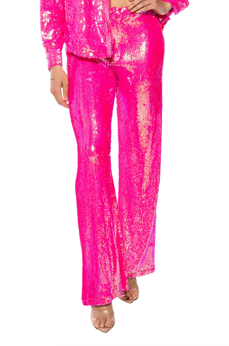 BRIGHT BRIGHT PINK SEQUIN TROUSER