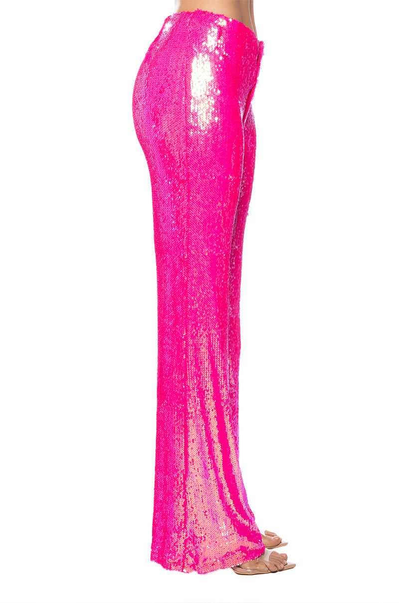 BRIGHT BRIGHT PINK SEQUIN TROUSER