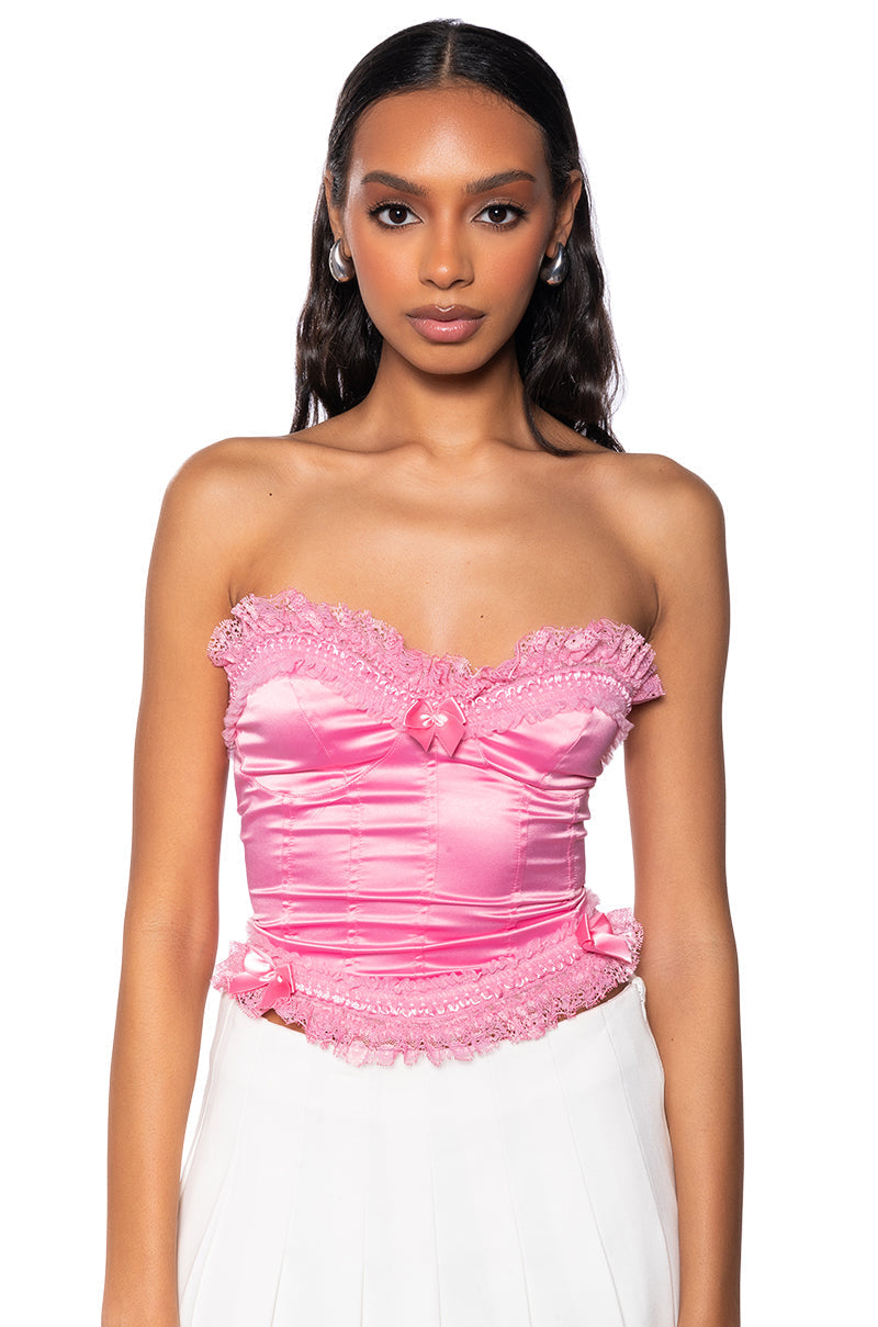 BRING ON THE FLIRT LACE DETAILED CORSET TOP