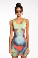 BRING THE HEAT SLEEVELESS SCOOP NECK MINI DRESS