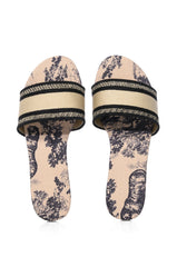 BASTA PRINT DESIGN FLAT SANDAL IN HAZELNUT