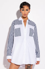 CALL BACK LATER COLORBLOCK POPLIN BUTTON DOWN