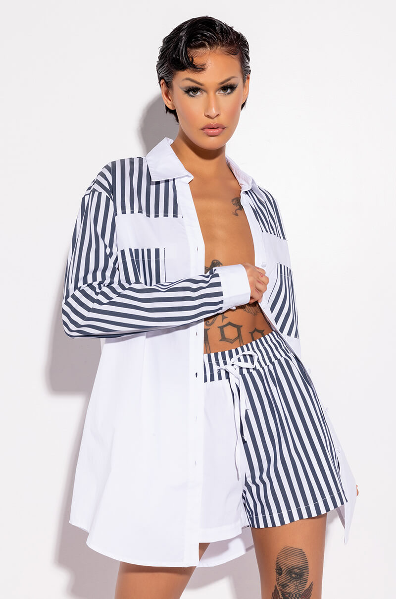 CALL BACK LATER COLORBLOCK POPLIN BUTTON DOWN