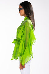 CALL THE SHOTS LONG SLEEVE RUFFLE BUTTON DOWN BLOUSE