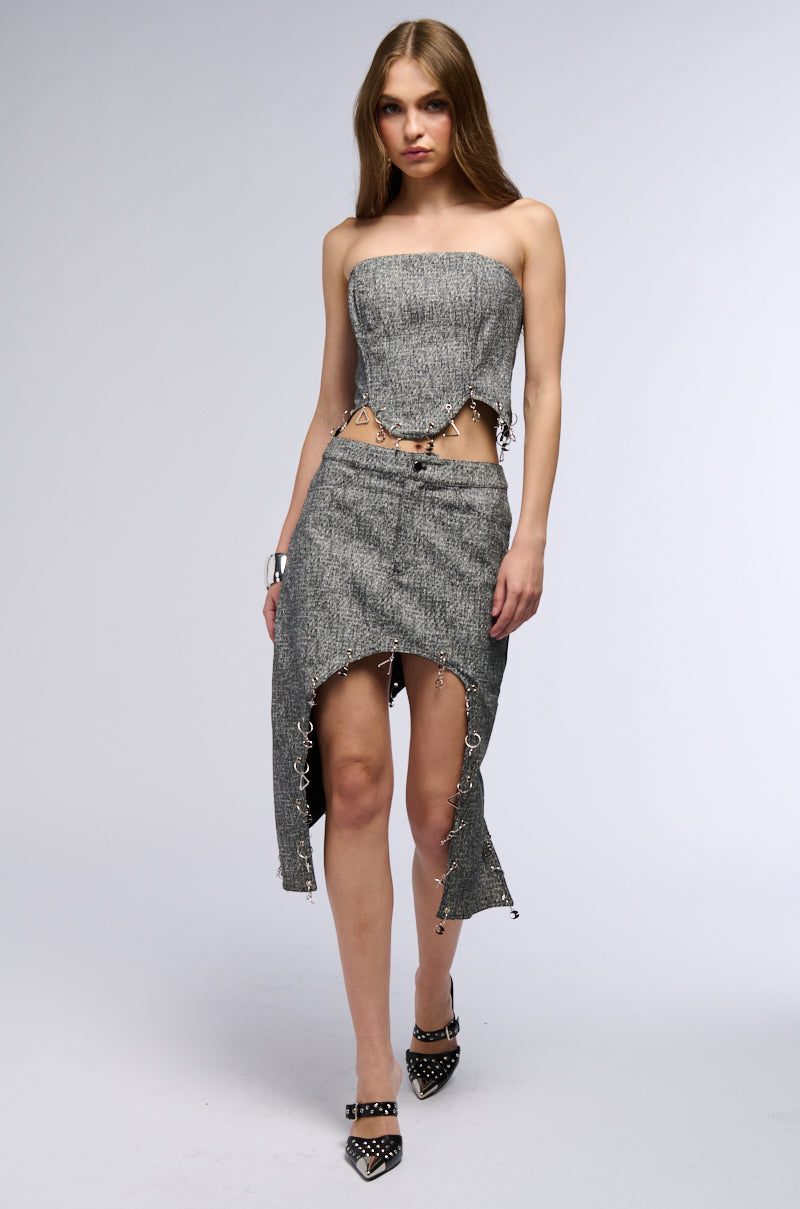 CALLING MY NAME CORSET TOP IN GRAY