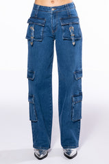 CALYPSO MID RISE WIDE LEG JEANS