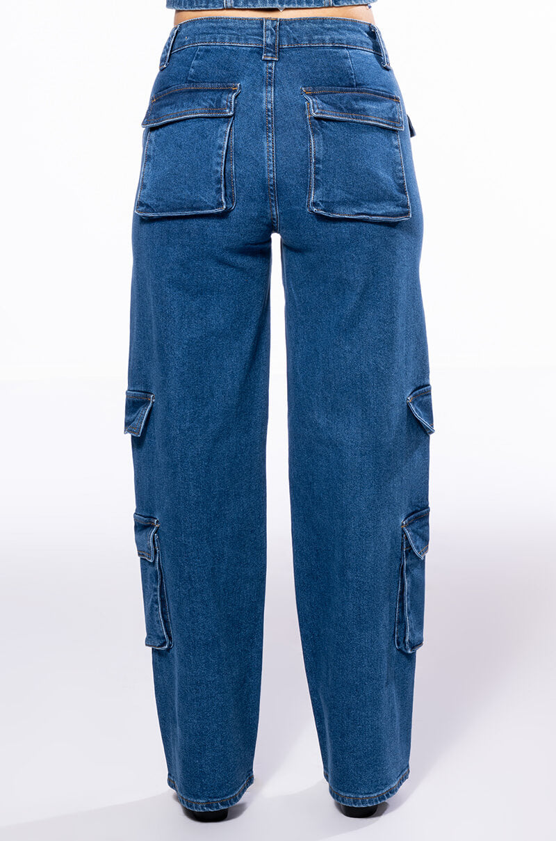 CALYPSO MID RISE WIDE LEG JEANS
