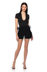 CAMELLIA BIKER SHORTS IN BLACK