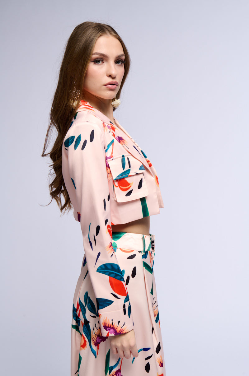 CANDY RAIN SATIN CROP UTILITY BLAZER