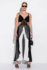 CAN'T BE CHAINED SLEEVELESS CHIFFON CUTOUT HIGH LOW BLOUSE