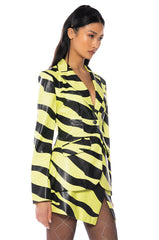 CAN'T BE TAMED FAUX LEATHER BLAZER