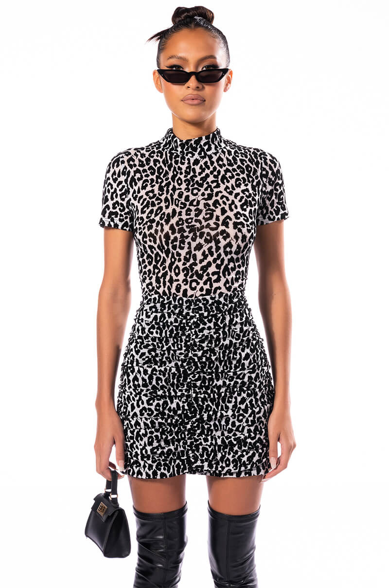CANT BE TAMED SHORT SLEEVE MOCK NECK BODYSUIT