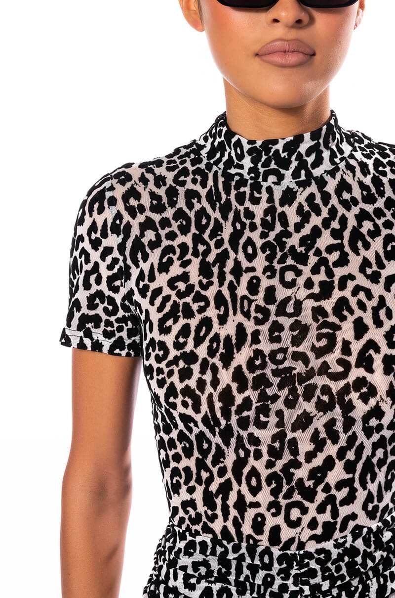 CANT BE TAMED SHORT SLEEVE MOCK NECK BODYSUIT