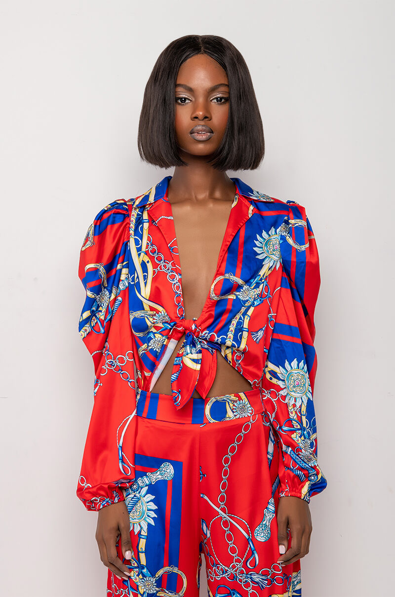CAPRI SATIN TIE FRONT BODYSUIT