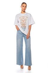 CARA SHEER LACE DETAILED T SHIRT IN WHITE