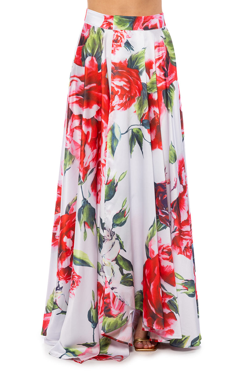 CARAMELLA MAXI SATIN WRAP SKIRT