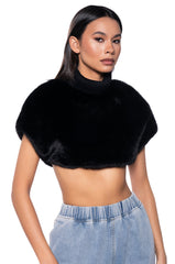 CARISSA MOCK NECK CROPPED FUR SHIRT