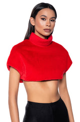 CARISSA MOCK NECK CROPPED FUR SHIRT