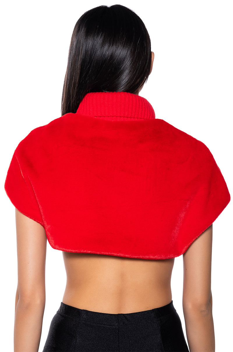 CARISSA MOCK NECK CROPPED FUR SHIRT