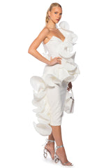 CASCADING RUFFLE MIDI SKIRT