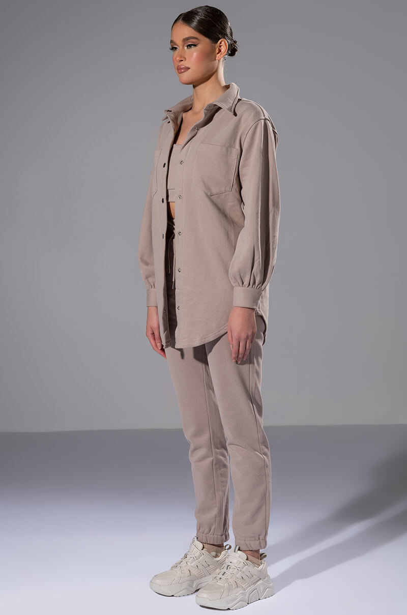 CASUAL CASEY BUTTON DOWN SWEATSHIRT