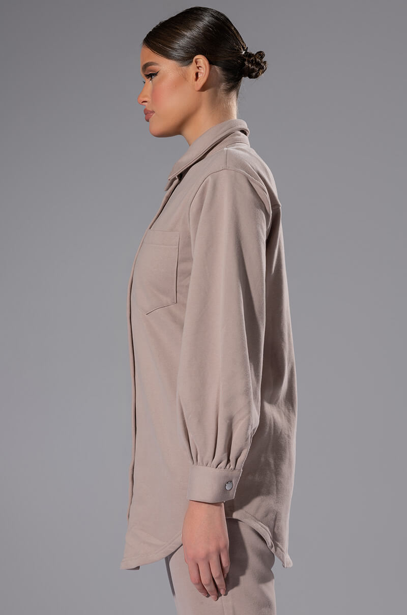 CASUAL CASEY BUTTON DOWN SWEATSHIRT