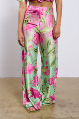 CATCH ME IN MIAMI PRINTED SATIN PANT
