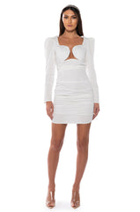JULITA RUCHED PUFF SLEEVE MINI DRESS