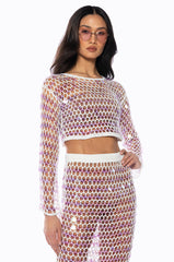 CELINE CROCHET SEQUIN CROP