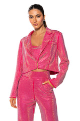CENTER OF ATTENTION RHINESTONE BLAZER IN PINK