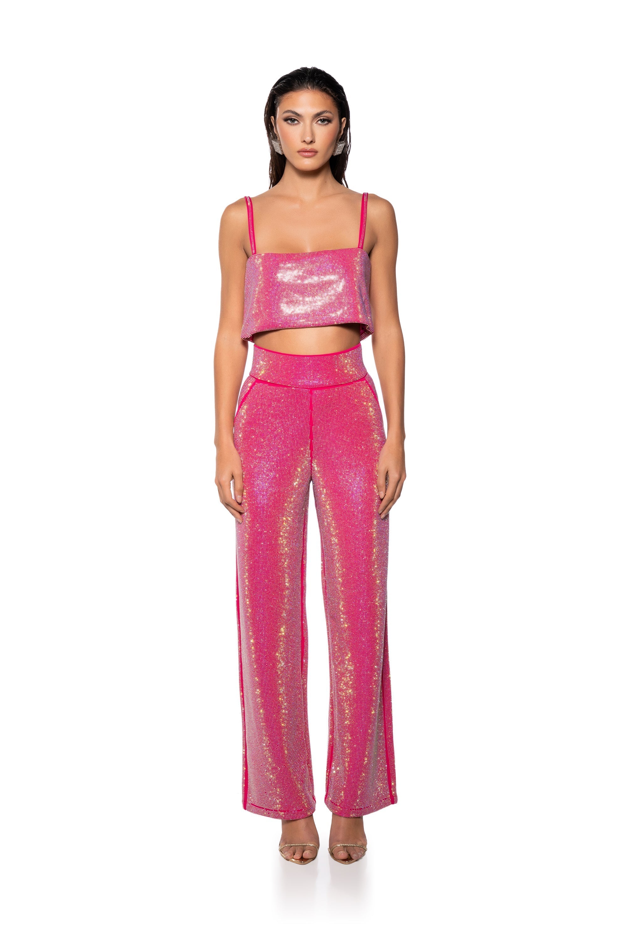 CENTER OF ATTENTION RHINESTONE PANT IN PINK
