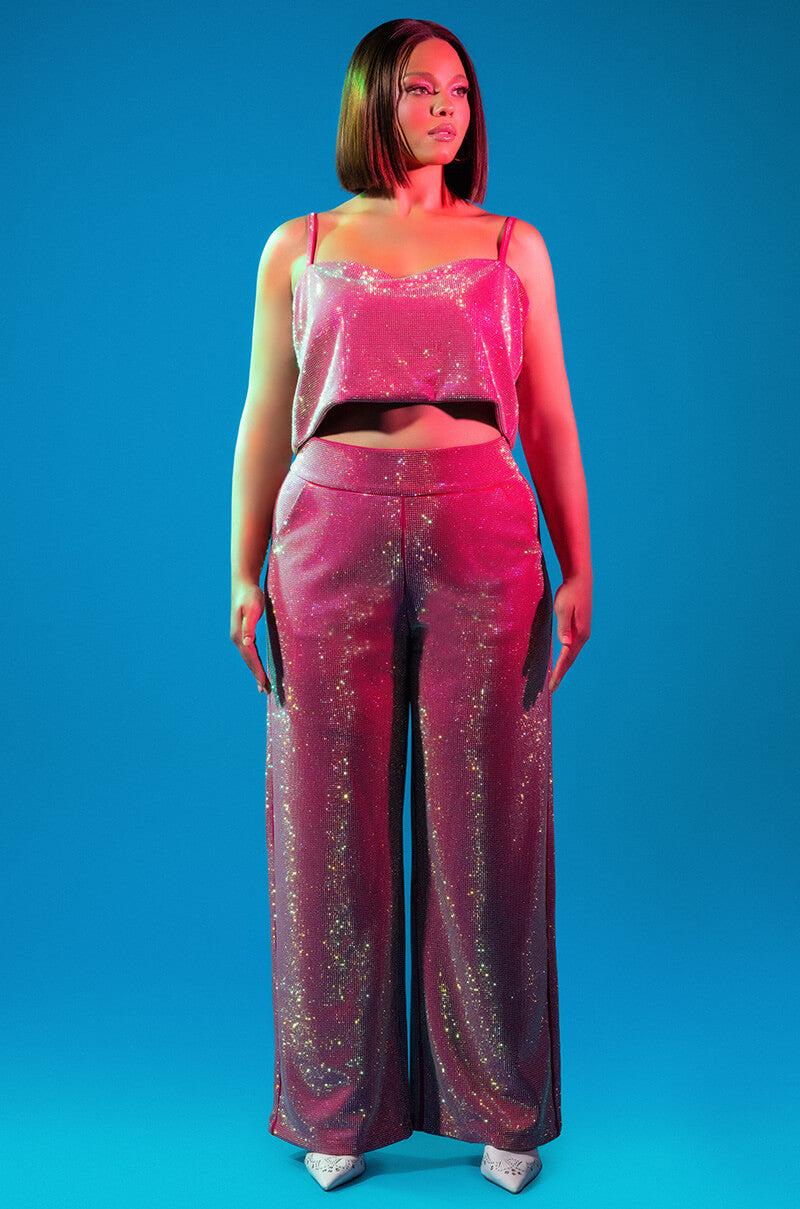 CENTER OF ATTENTION RHINESTONE TOP IN PINK