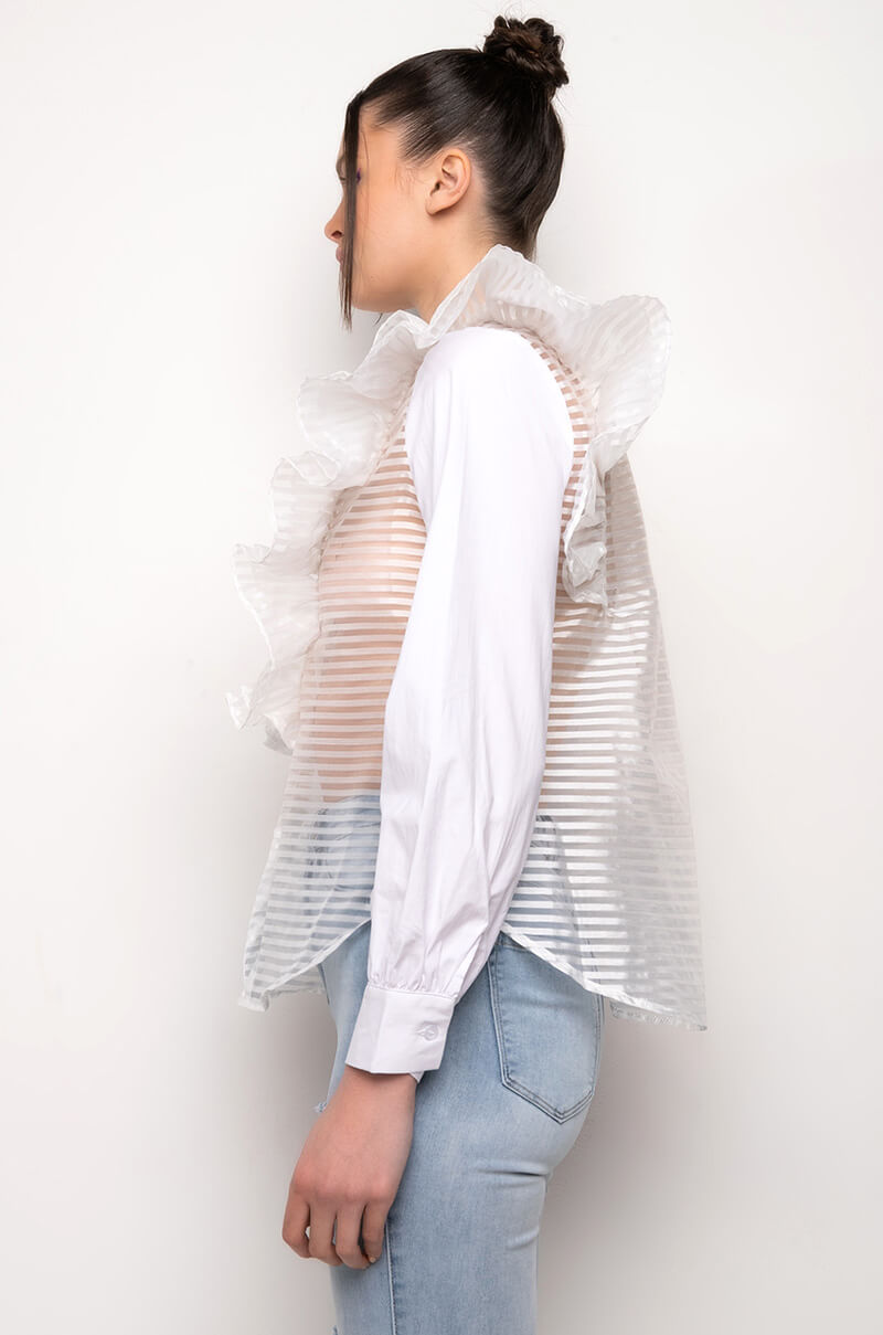 KRISTI RUFFLE BUTTON DOWN BLOUSE