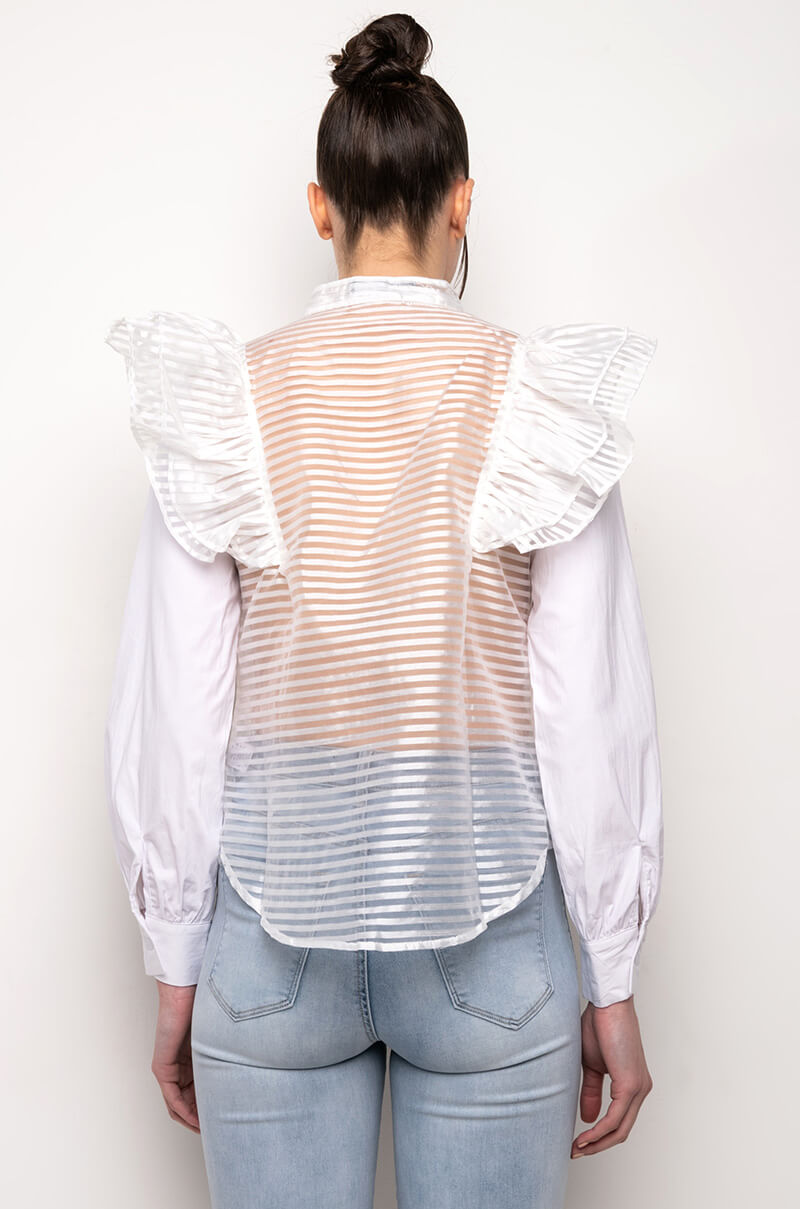 KRISTI RUFFLE BUTTON DOWN BLOUSE