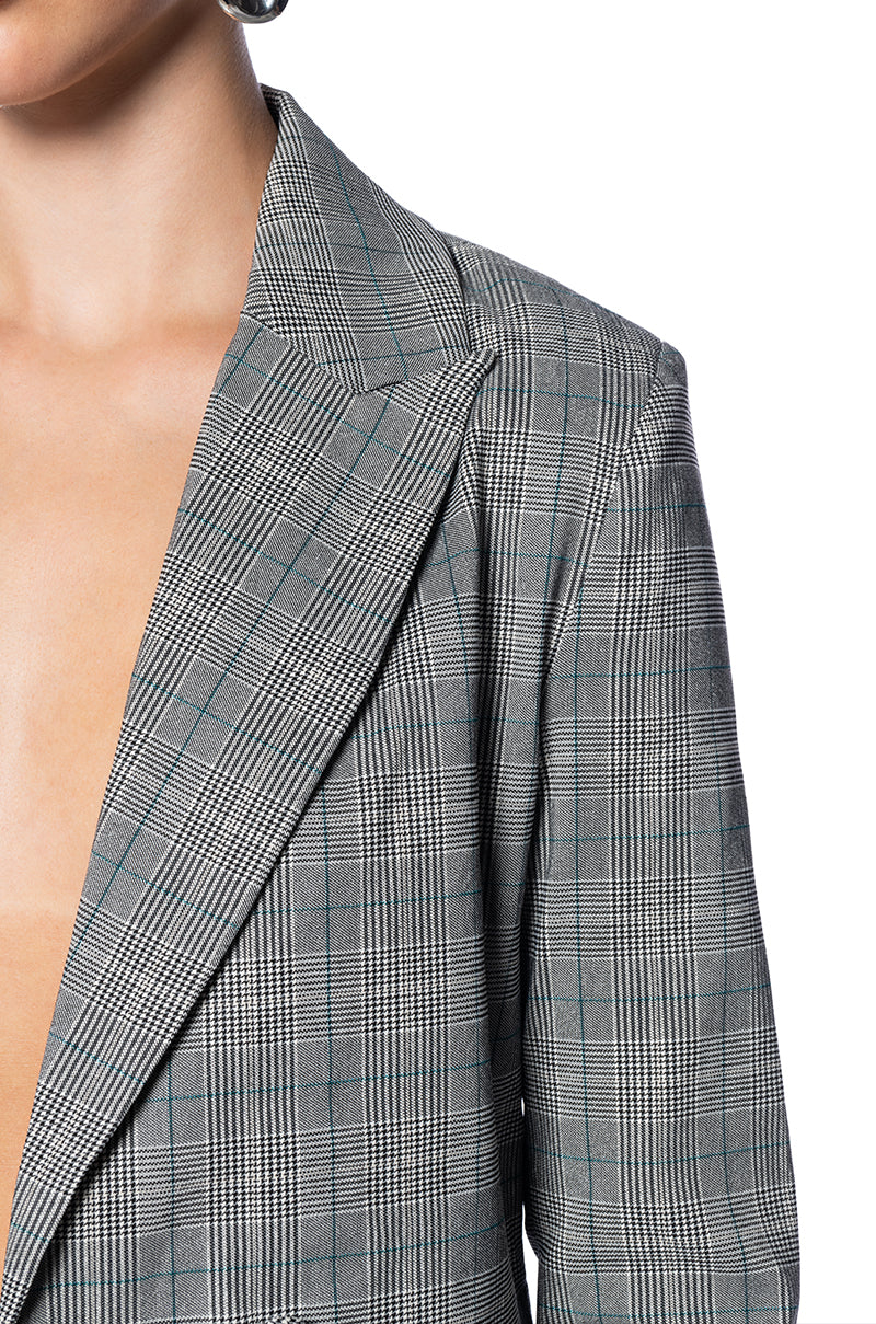 CERISE PLAID BLAZER