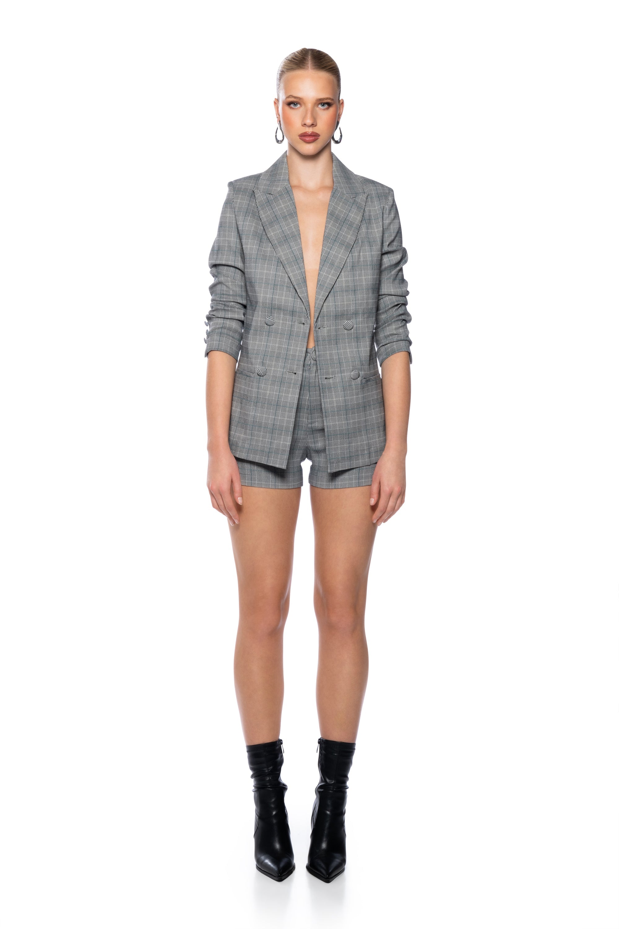 CERISE PLAID BLAZER