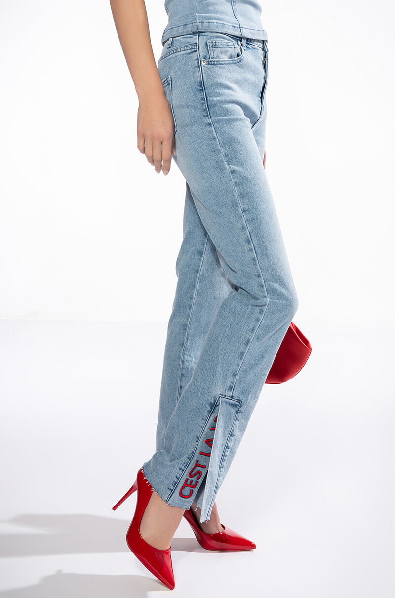 C'EST LA VIE HIGH RISE STRAIGHT JEANS