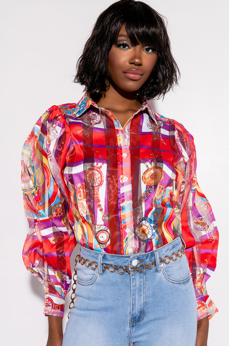 C'EST LA VIE PRINTED BLOUSE