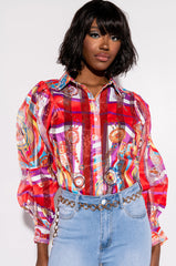 C'EST LA VIE PRINTED BLOUSE